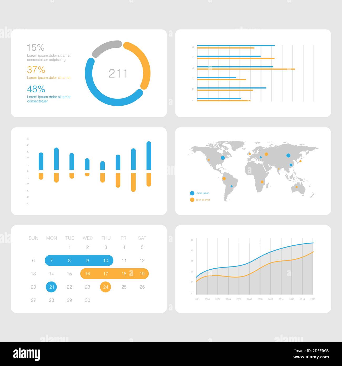 Virtual screen showing data analytics statistics chart dashboard, presentation template, vector illustration Stock Vector