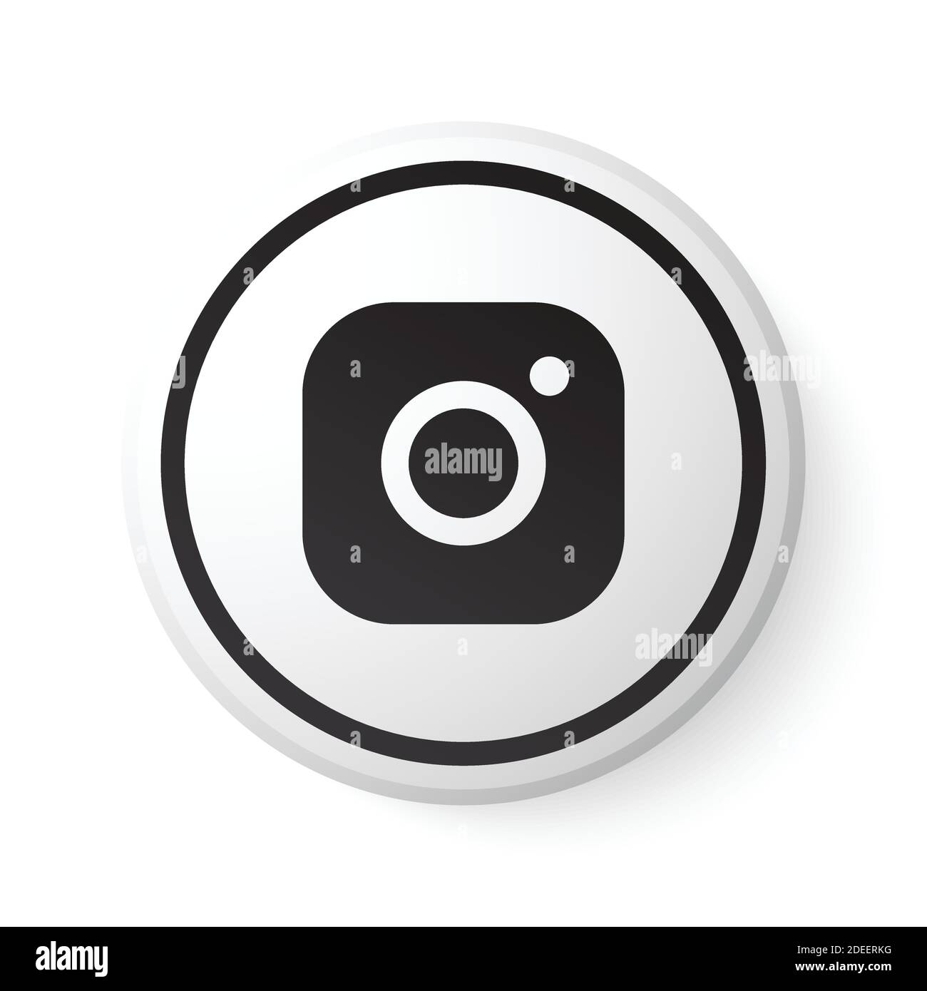 Instagram Circle White Button with Black Logo. Social Media Icon with  Modern Design for White Background. 3D Round Template with Beautiful Shape  Stock Vector Image & Art - Alamy