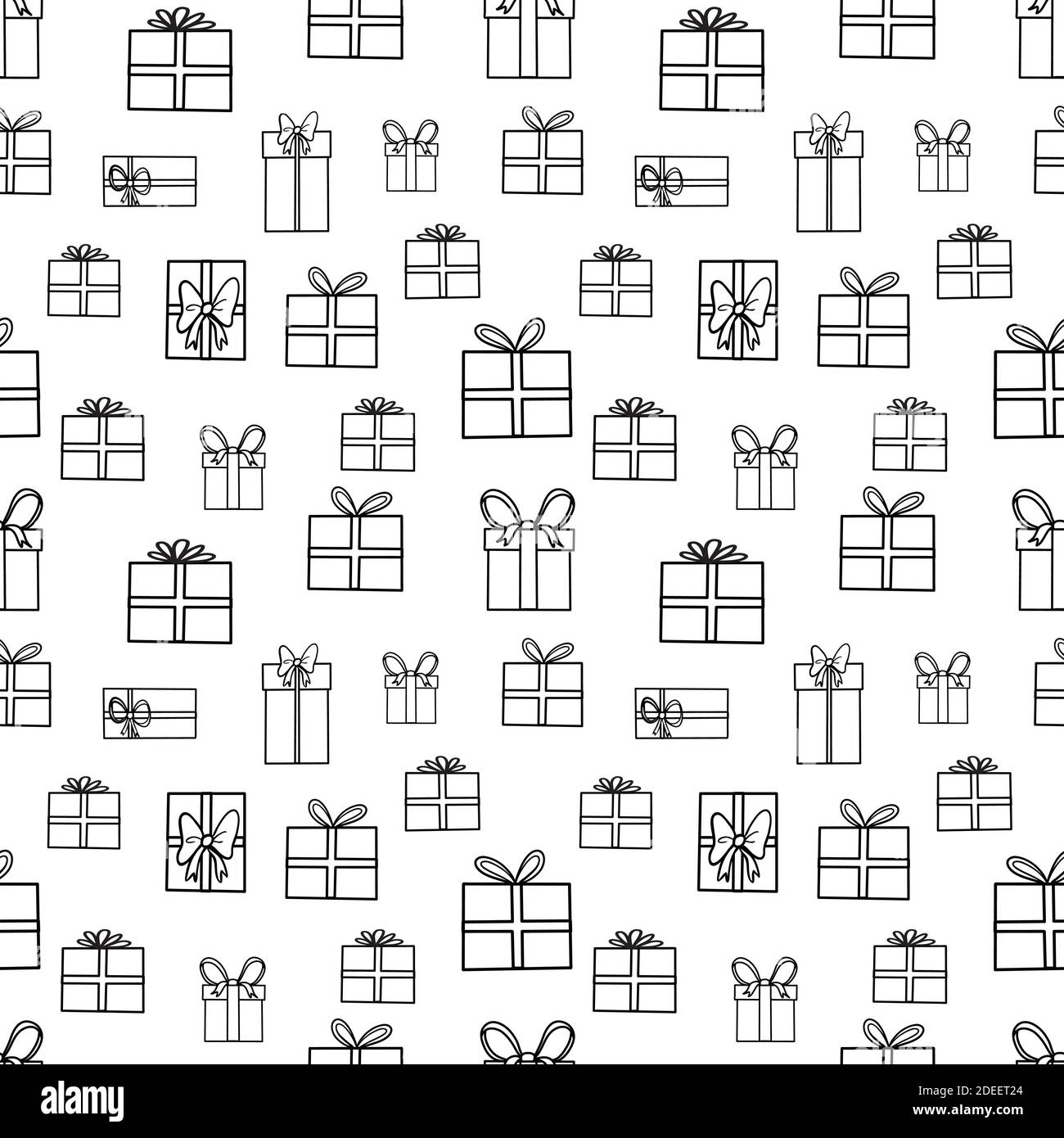 Vector Simple Pattern Of Boxes, Gifts On A White Background. Used