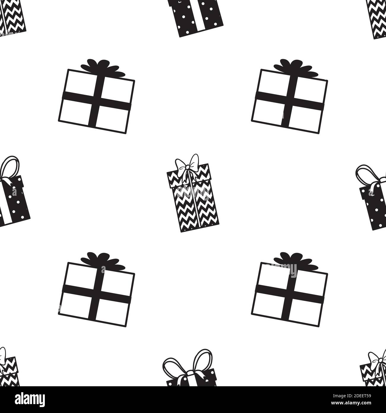 Present seamless pattern with outline gift boxes icons. Background with ...