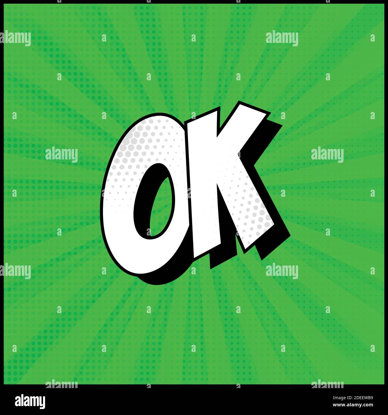 Panoramic green comic zoom with lines - Vector illustration Stock Vector