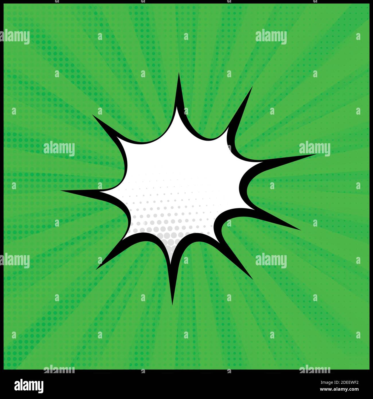 Panoramic green comic zoom with lines - Vector illustration Stock Vector
