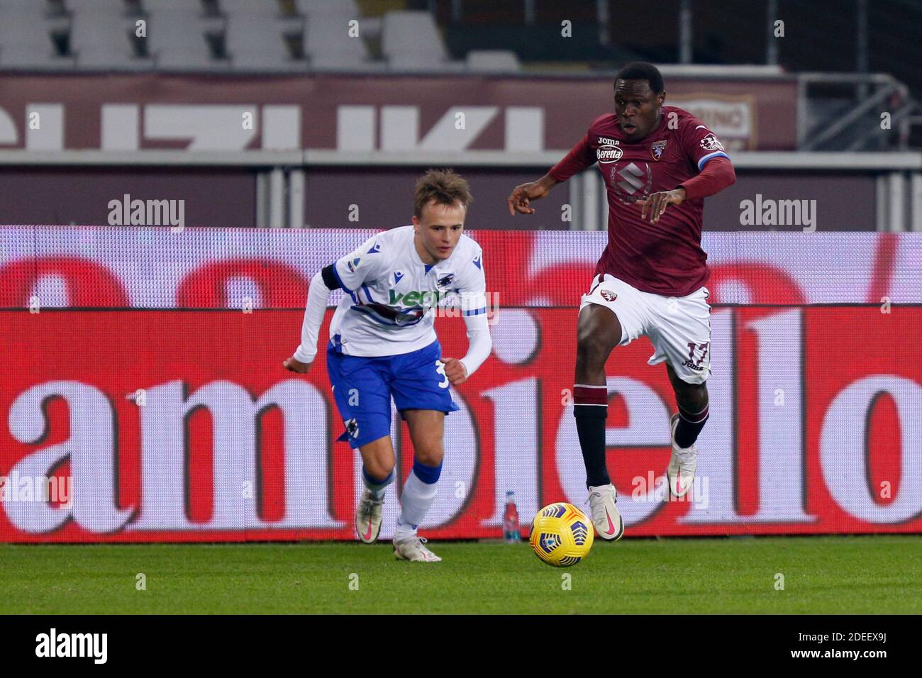 Olimpico Grande Torino stadium, Turin, Italy, 30 Nov 2020, Wilfried Singo (Torino FC) during Torino FC vs UC Sampdoria, Italian football Serie A match - Photo Francesco Scaccianoce / LM Stock Photo