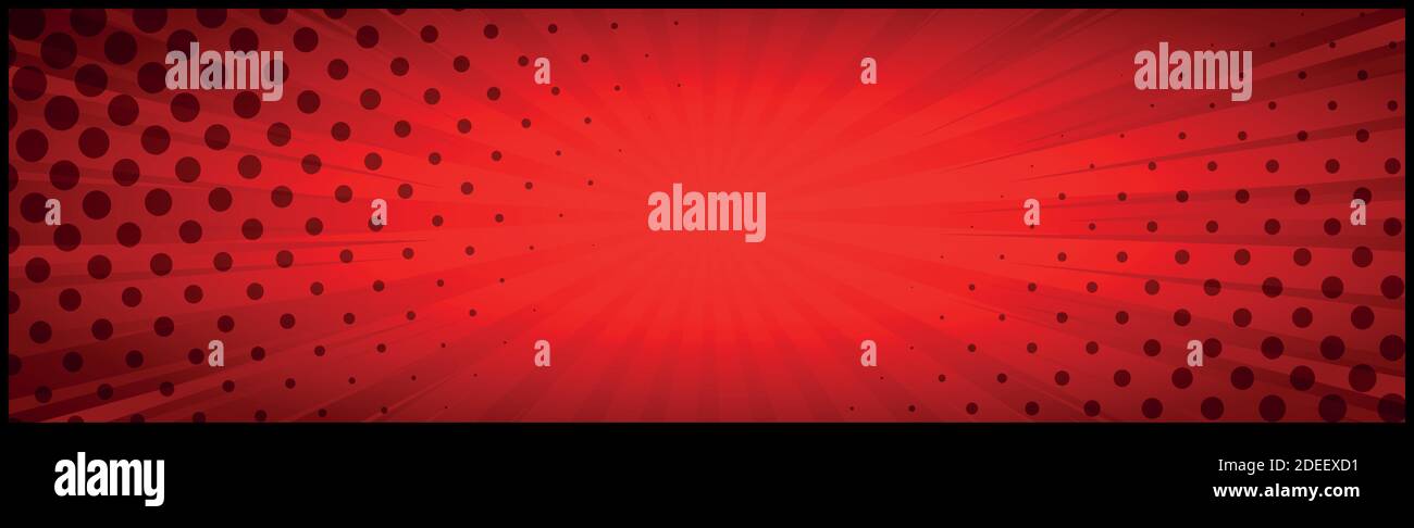 Red comic zoom with lines and dots - Vector illustration Stock Vector