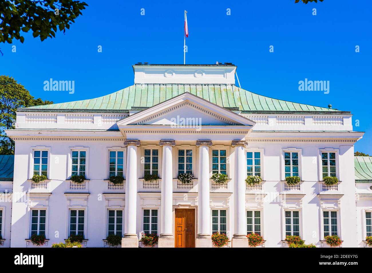 Belweder is a palace in Warsaw, near the Lazienki Park. It is one of the official residences used by Polish presidents. Warsaw, Poland, Europe Stock Photo