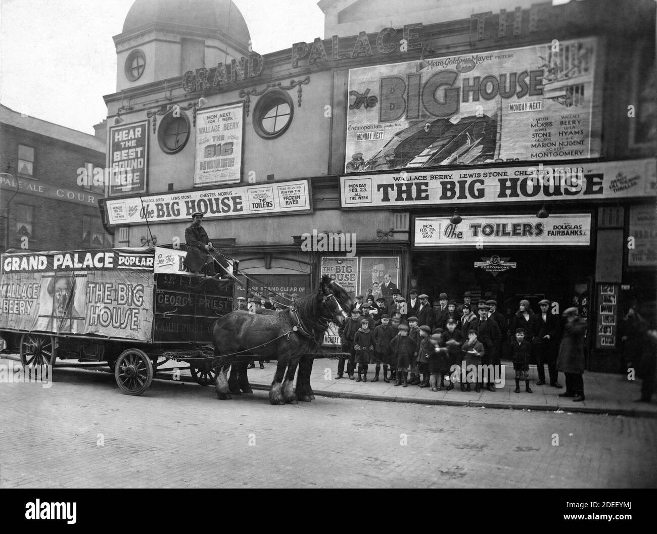 The Grand Palace Cinema in Poplar East London in February 1931 showing WALLACE BEERY CHESTER MORRIS and ROBERT MONTGOMERY in THE BIG HOUSE 1930 director GEORGE W. HILL story and dialogue Frances Marion Cosmopolitan Productions / Metro Goldwyn Mayer Stock Photo