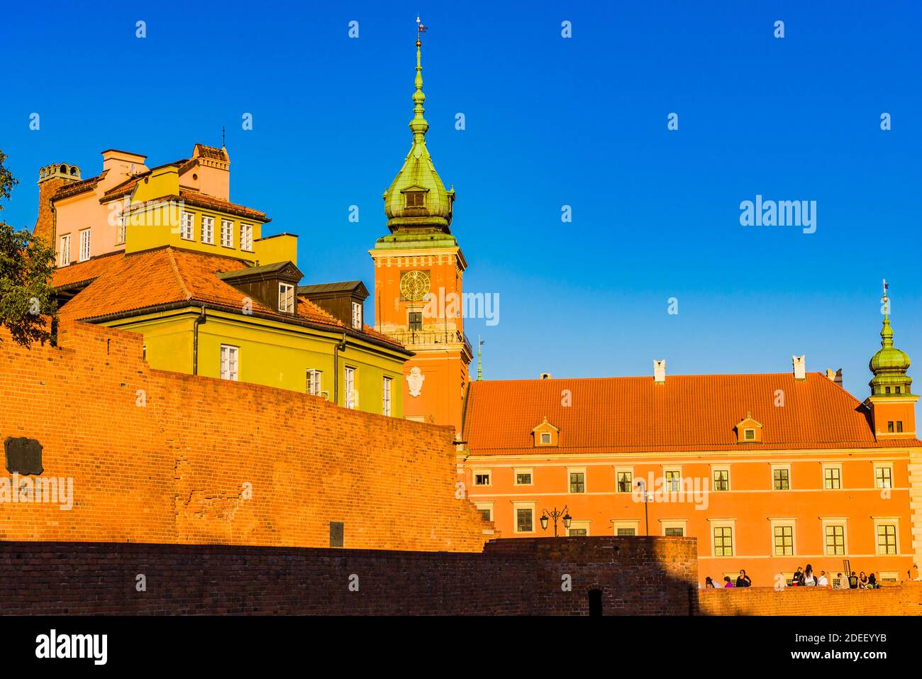Royal Castle behind the medieval city wall in the Old Town in Warsaw. Old Town. Warsaw, Poland, Europe Stock Photo