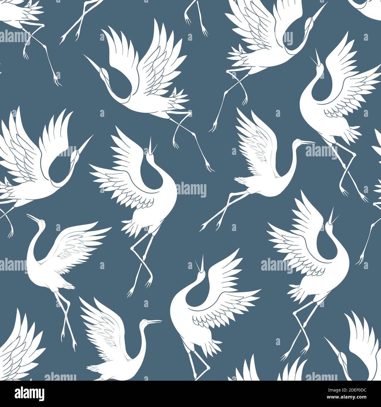 Seamless patterns with Japanese cranes for Your design Stock Vector