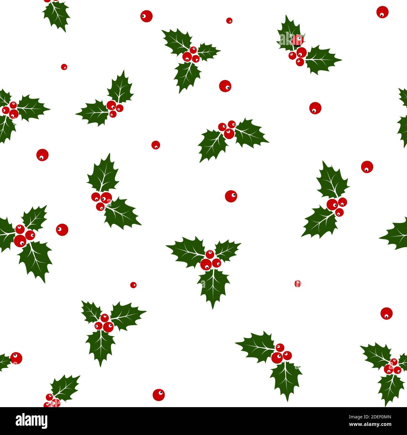 Christmas Holly Berry Seamless Pattern Background. Vector illustration