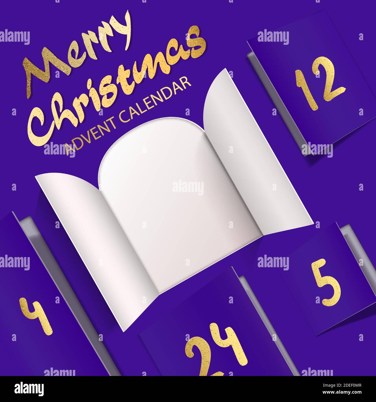 Christmas advent calendar door opening. Realistic an open wide doors