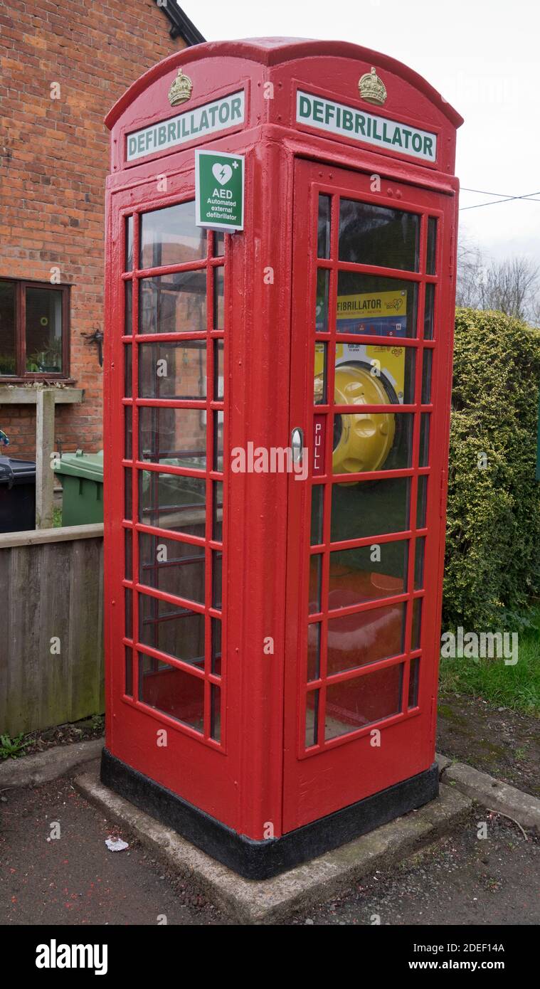 Defibrillator emergency machine fitted inside a vintage British