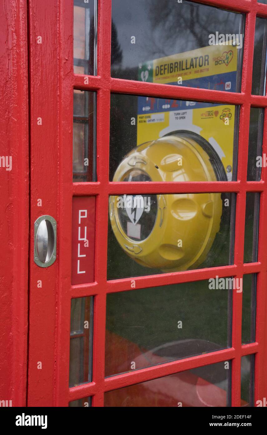 Defibrillator emergency machine fitted inside a vintage British