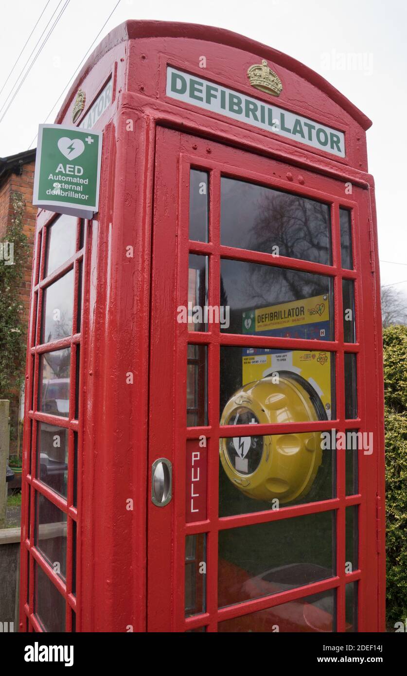 Defibrillator emergency machine fitted inside a vintage British