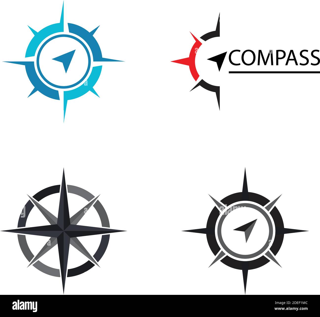 Online compass app logo design Royalty Free Vector Image