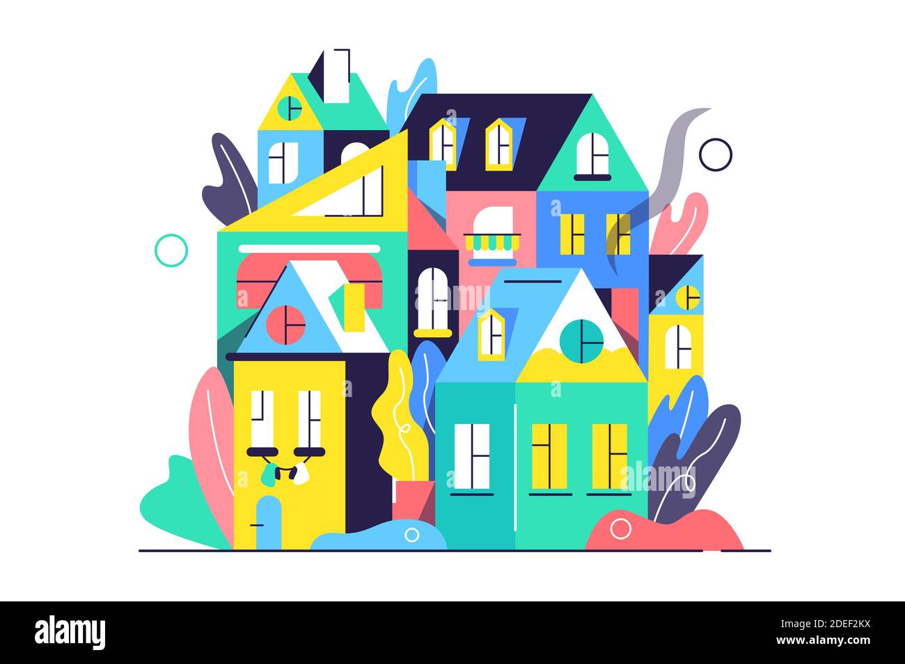 Modern town of houses in flat style Stock Vector Image & Art - Alamy