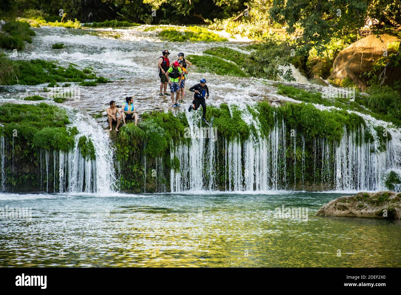 Enjoying Micos waterfalls, Huasteca Potosina, San Luis Potosi, Mexico Stock  Photo - Alamy