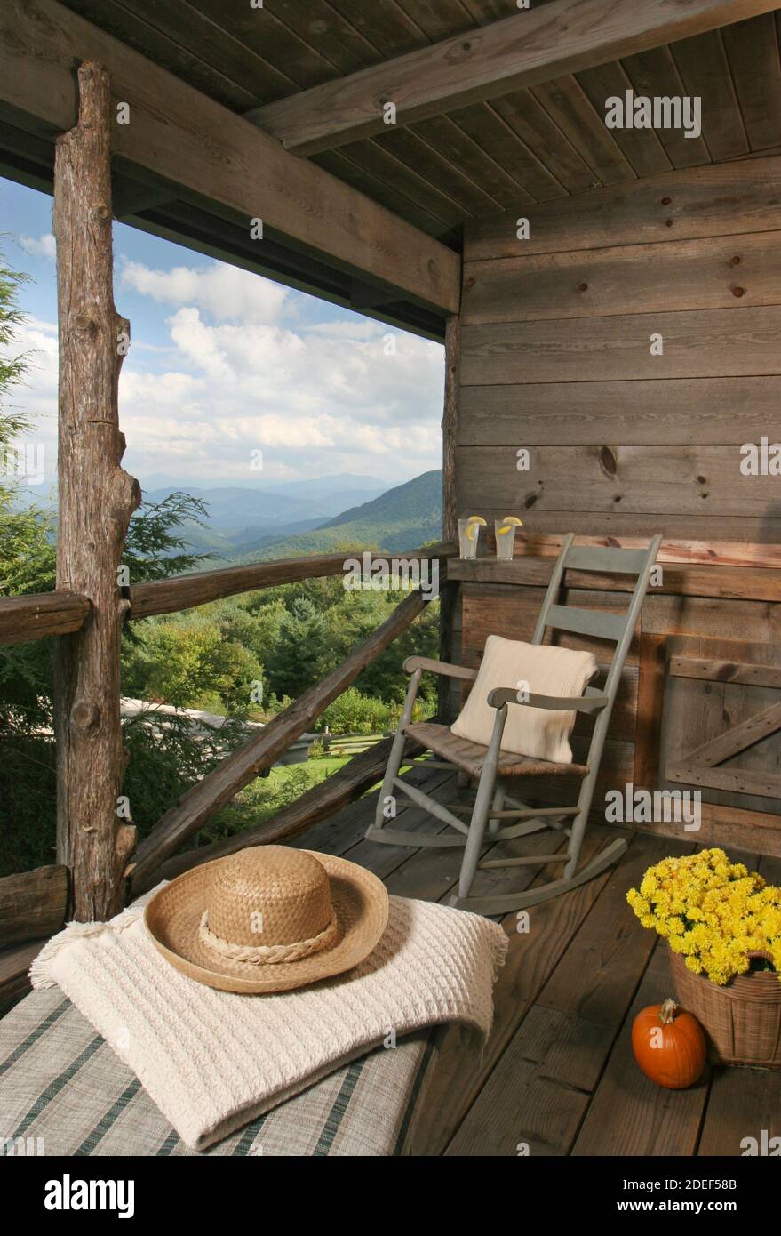 North Carolina Mountain Front Porch Stock Photo Alamy