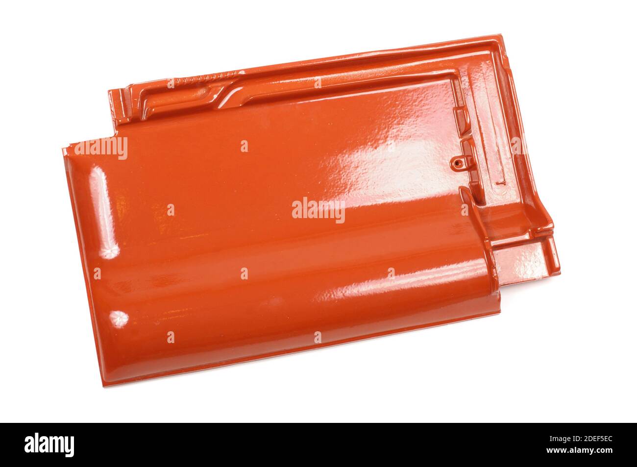 Single new shinny red roof tile isolated on the white background Stock ...