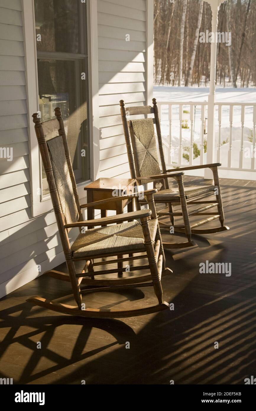 Rockers on front porch Stock Photo Alamy