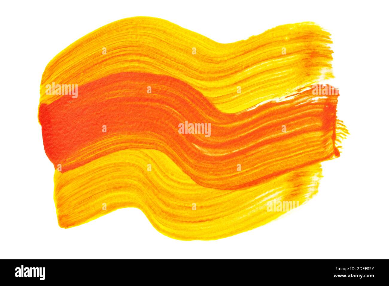 Abstract yellow orange brush strokes isolated on the white background ...