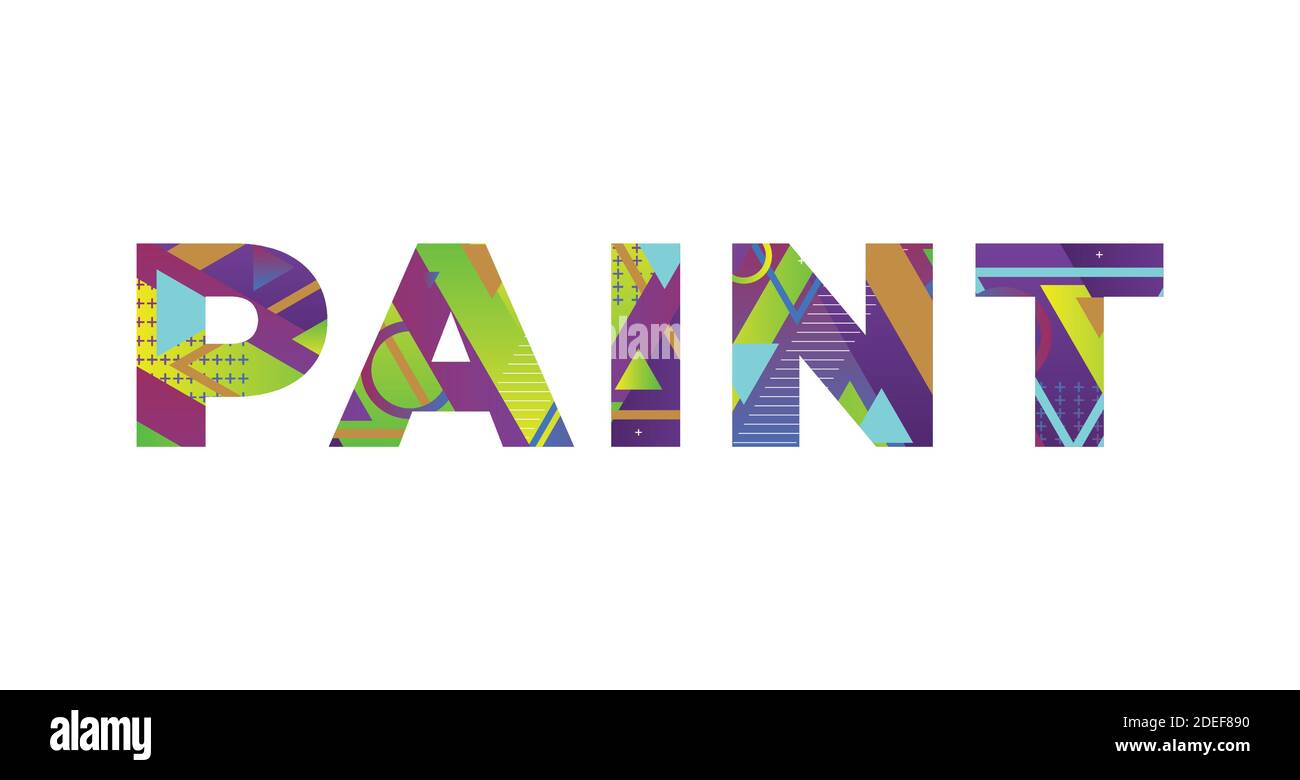 The word PAINT concept written in colorful retro shapes and colors