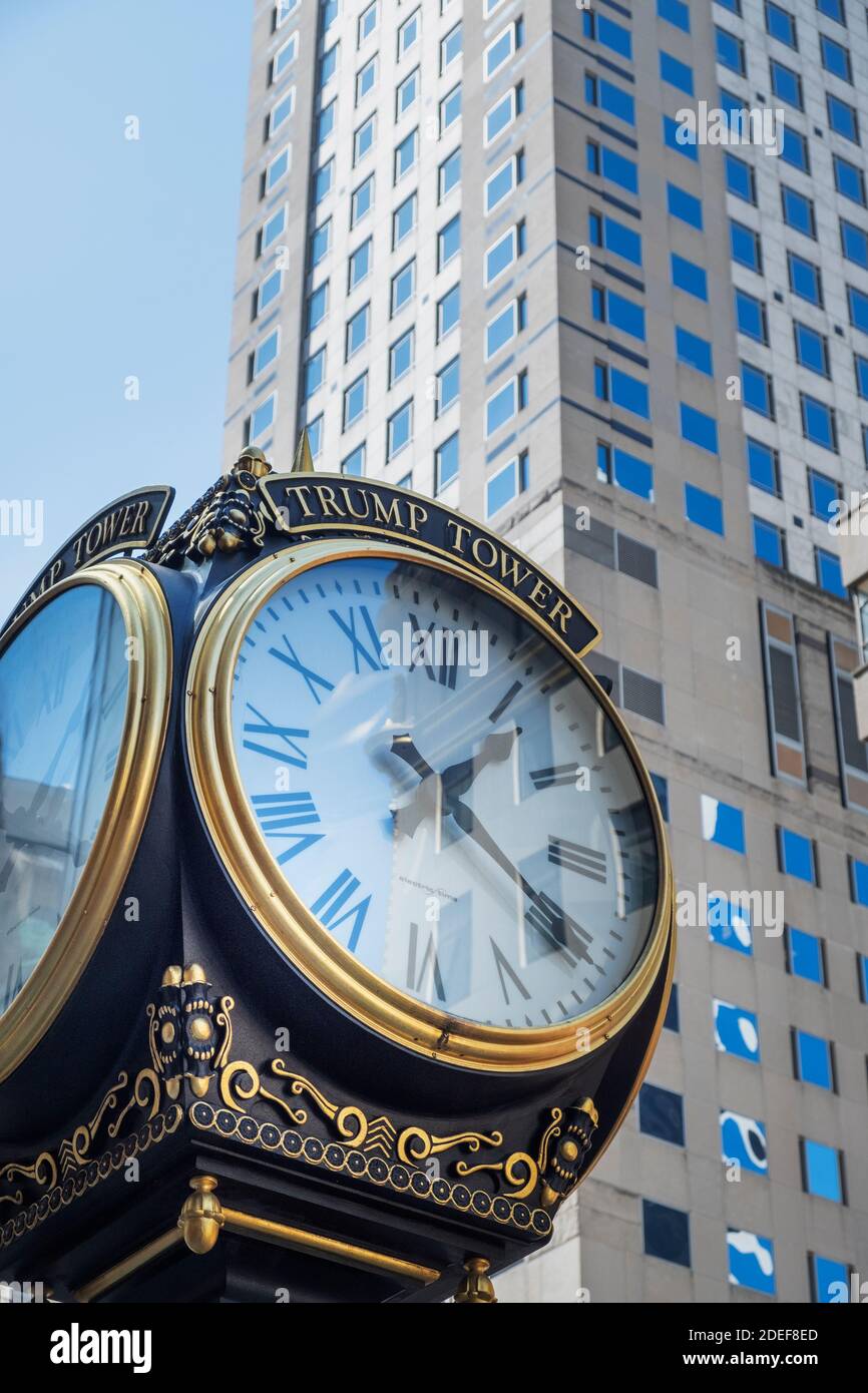 Clock at Trump Towers, New York City Stock Photo