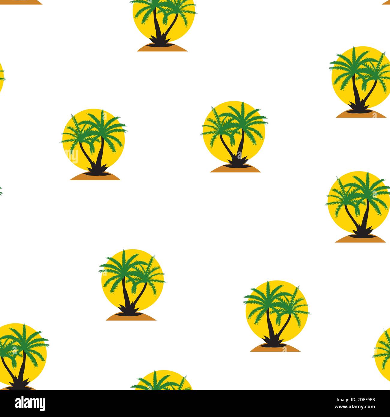 Seamless pattern with anchor and coconut palm tree island. Tropical ...