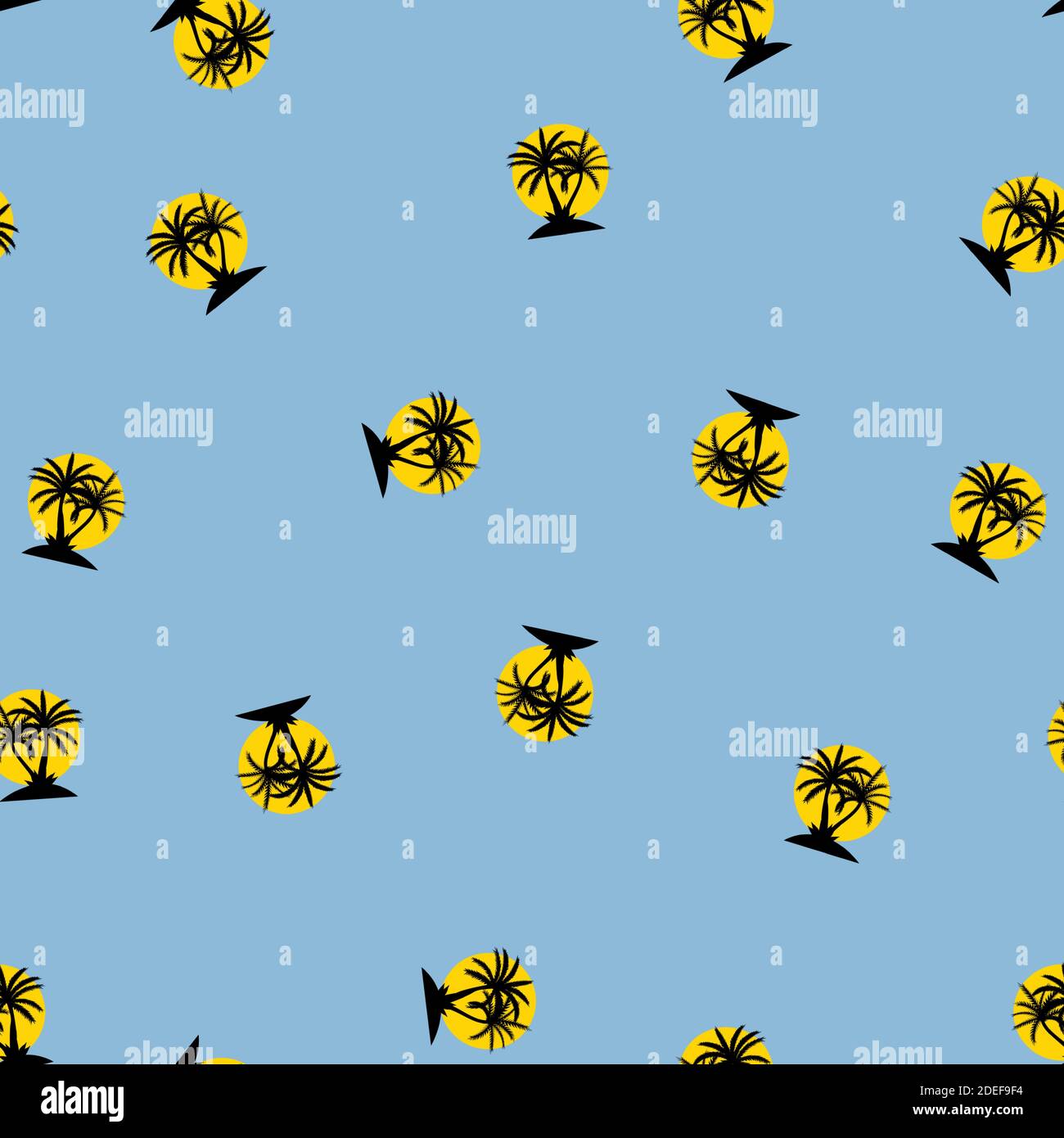 Seamless pattern with anchor and coconut palm tree island. Tropical ...