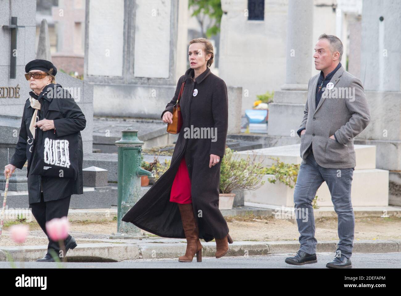 Sandrine Bonnaire at Agnes Varda's Funerals at the Montparnasse