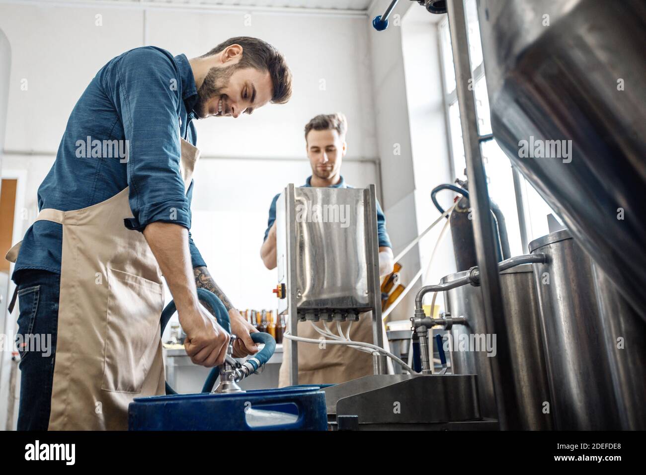 Small family business, drink productions and modern brewery Stock Photo