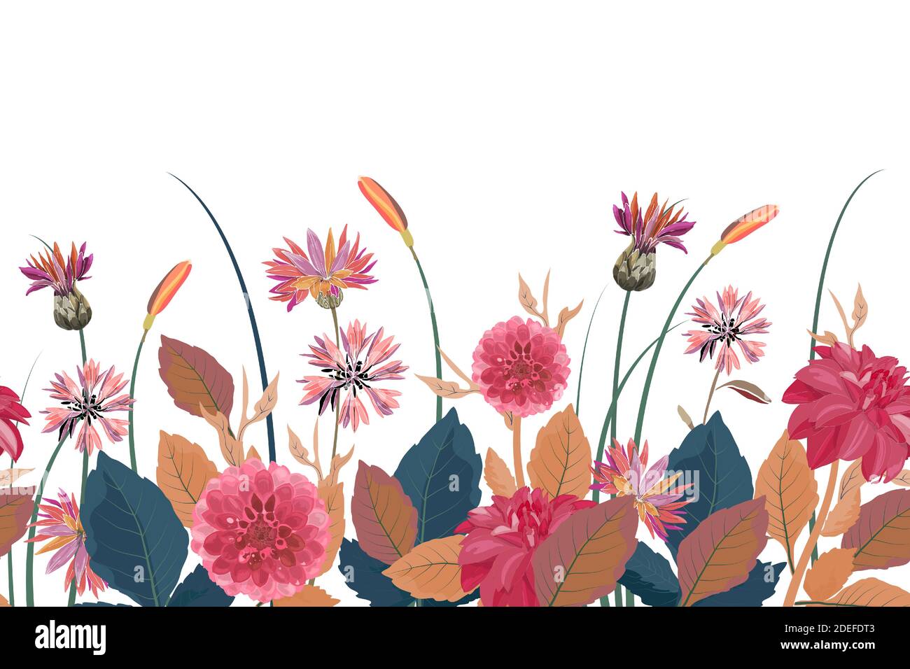 Vector floral seamless border. Flower background. Seamless pattern. Stock Vector