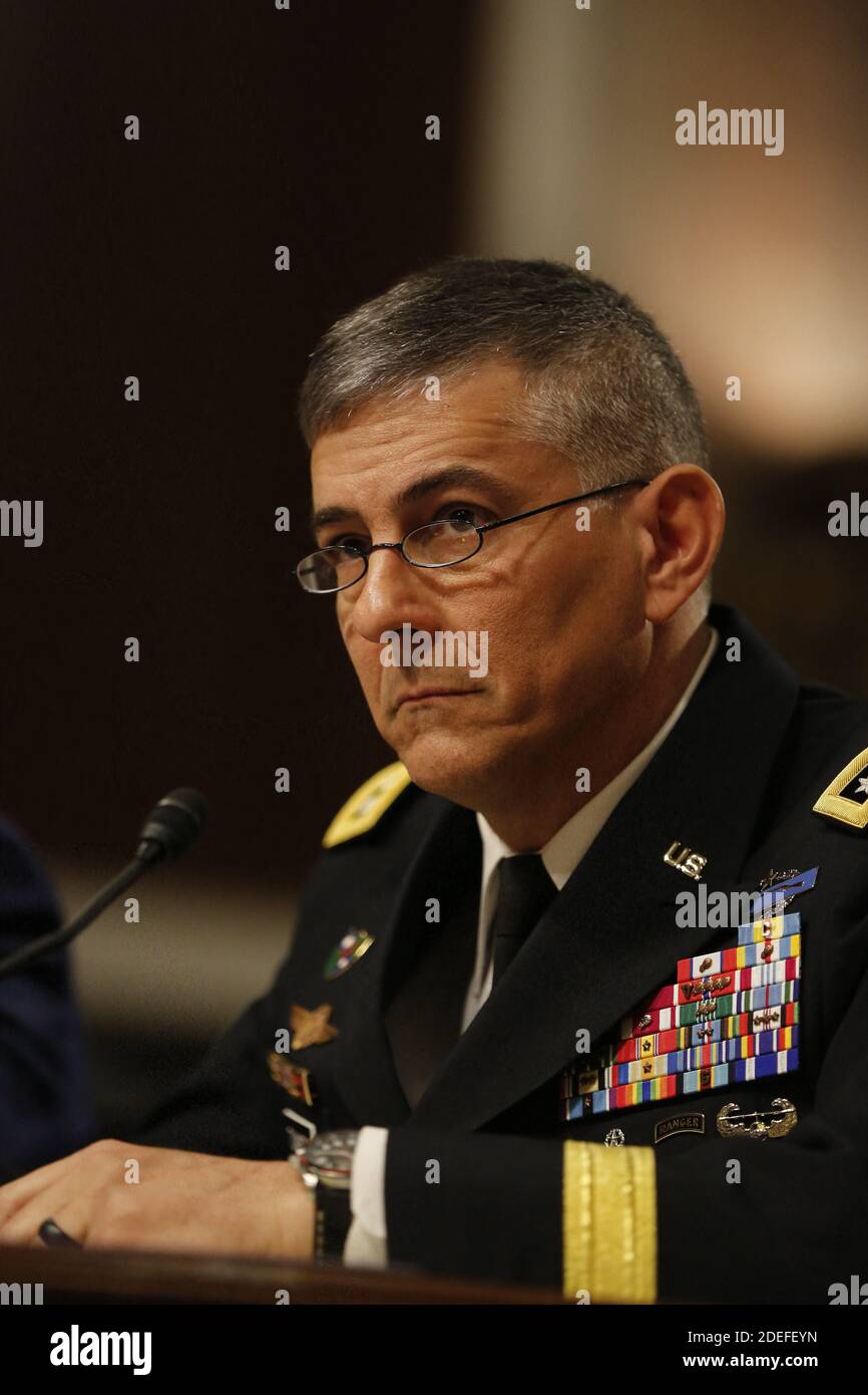 General Stephen J. Townsend, United States Army, testifies before the Senate Armed Services Committee for reappointment to the grade of general and to be Commander, United States Africa Command, in Washington, DC, USA, on April 2, 2019. Photo by Martin H. Simon / CNP/ABACAPRESS.COM Stock Photo