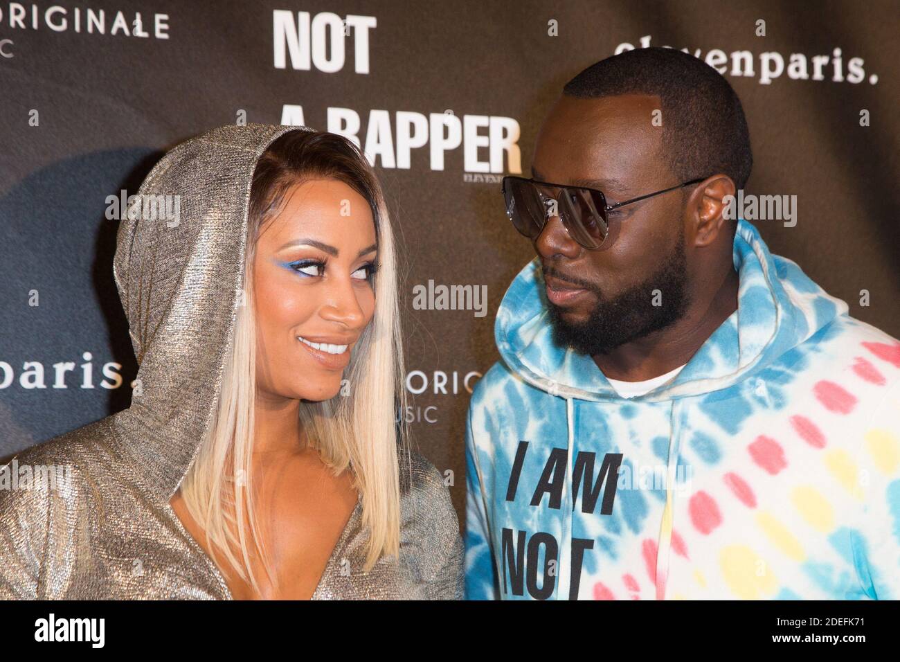I Am Not A Rapper Gims Demdem and husband Gims attends 'I Am Not A Rapper' Elevenparis Capsule  Collection Launch Party by