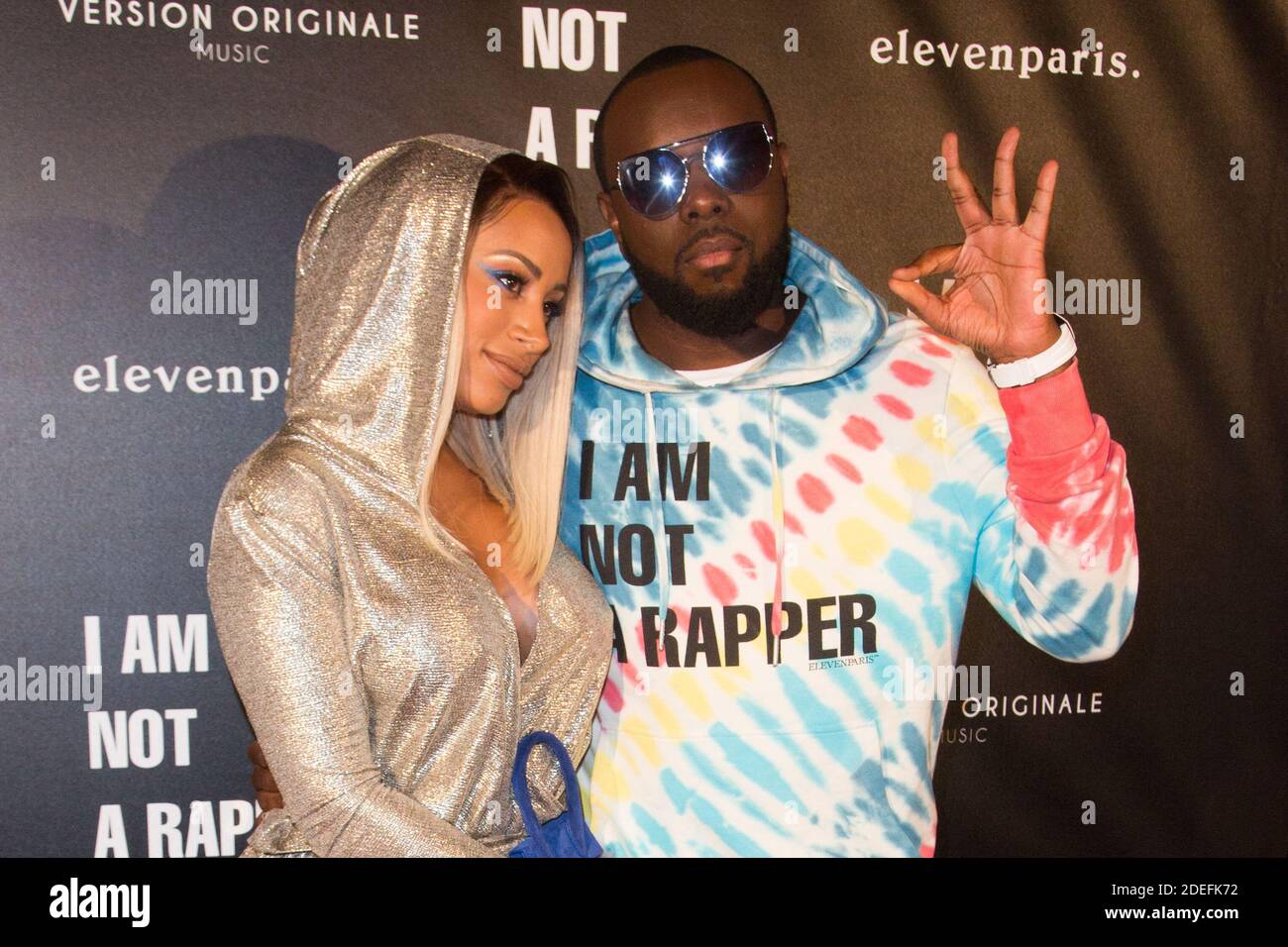 I Am Not A Rapper Gims Demdem and husband Gims attends 'I Am Not A Rapper' Elevenparis Capsule  Collection Launch Party by