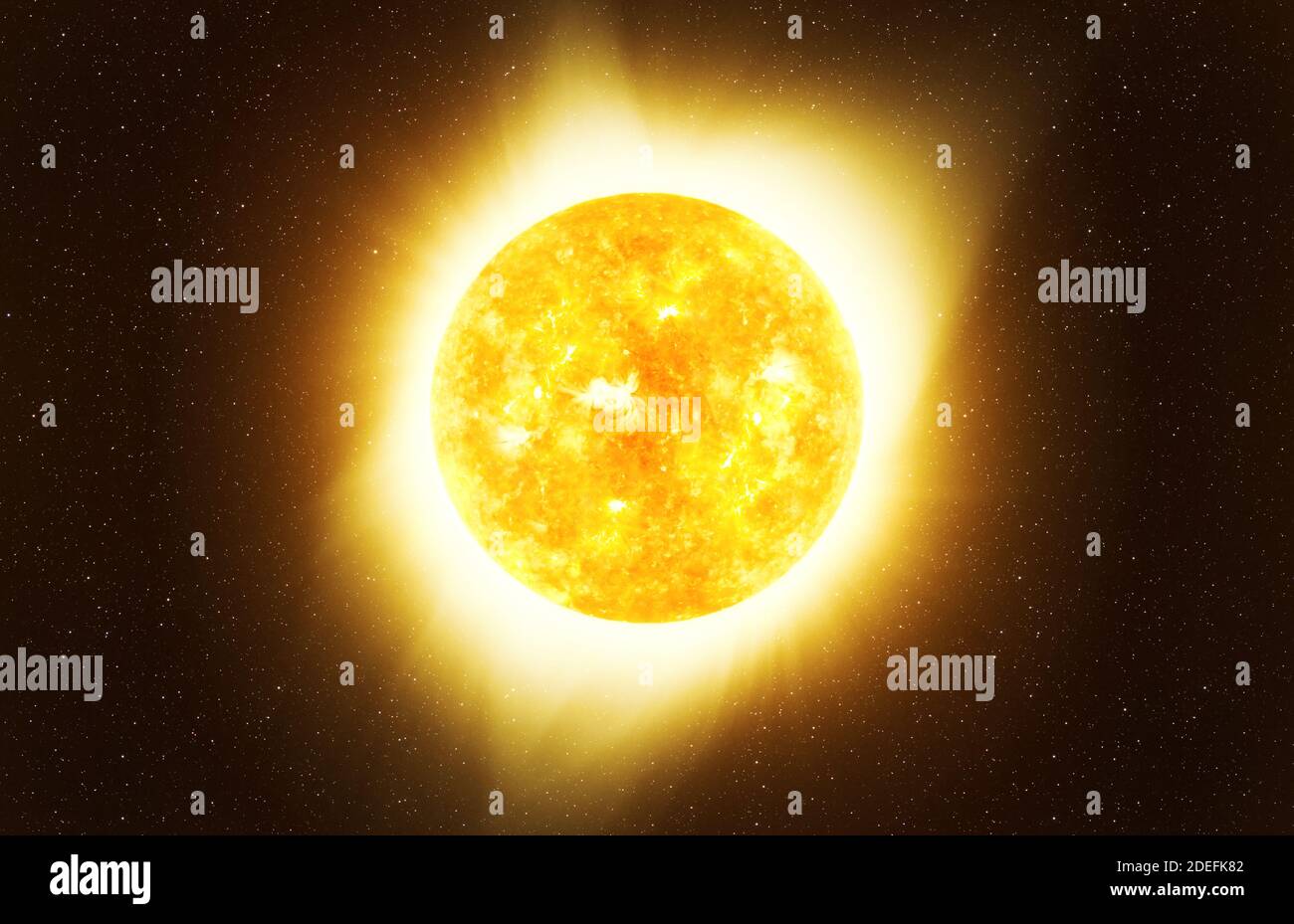 Bright Sun against dark starry sky in Solar System, elements of this ...