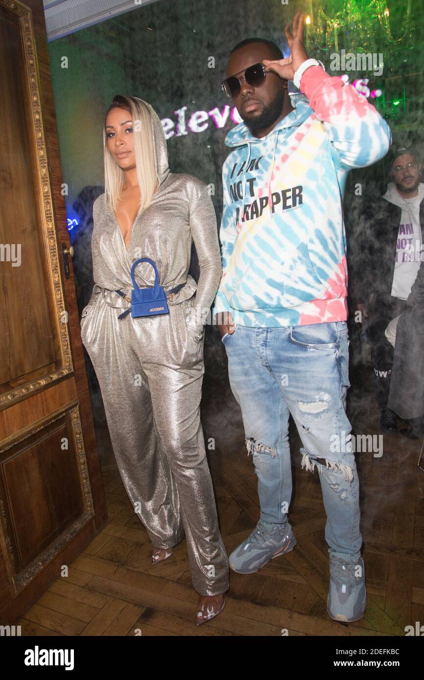 Demdem and husband Gims attends 'I Am Not A Rapper' Elevenparis Capsule  Collection Launch Party by