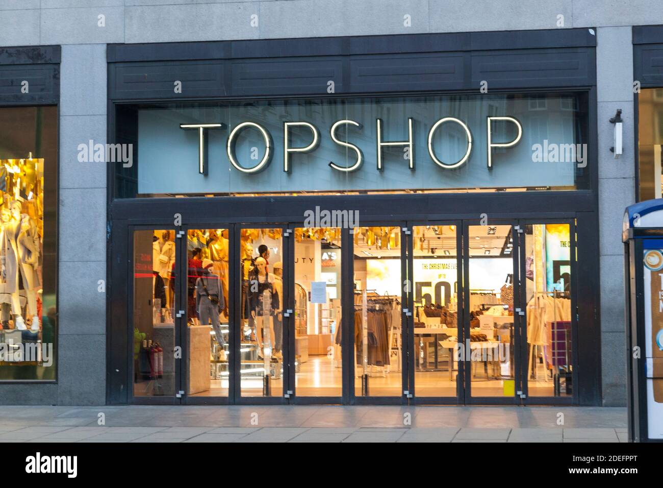 The Arcadia Group, including  brands such as Topshop, Topman, Miss Selfriges, Burtons and Debenhams, has gone into administration, 30 November 2020 Stock Photo