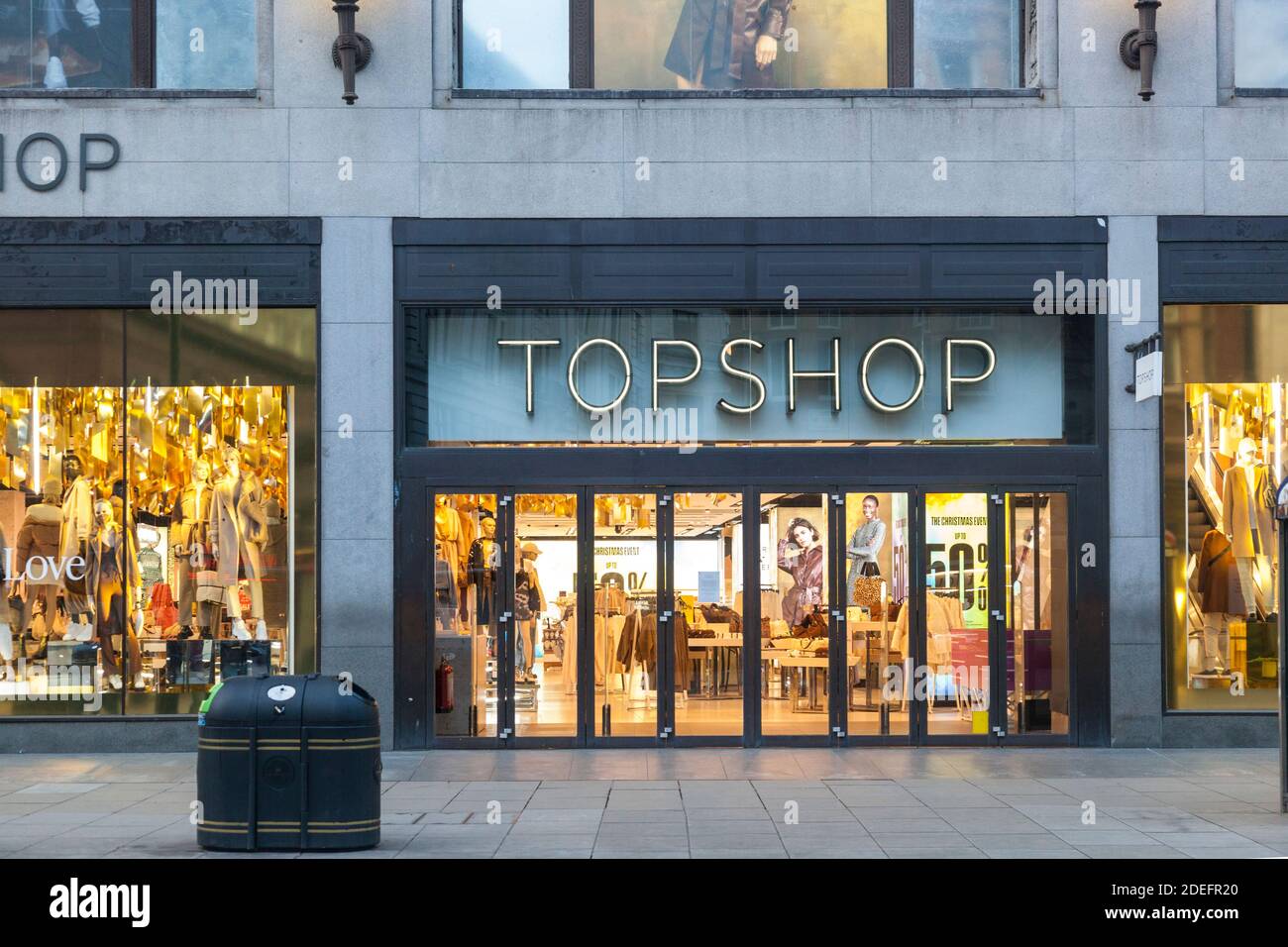 The Arcadia Group, including  brands such as Topshop, Topman, Miss Selfriges, Burtons and Debenhams, has gone into administration, 30 November 2020 Stock Photo