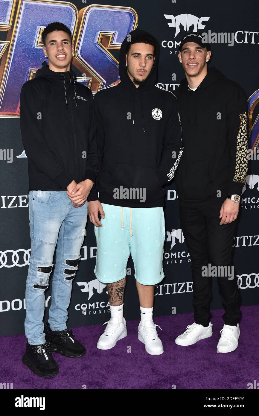 LaMelo Ball, Liangelo Ball and Lonzo Ball arrives at the world