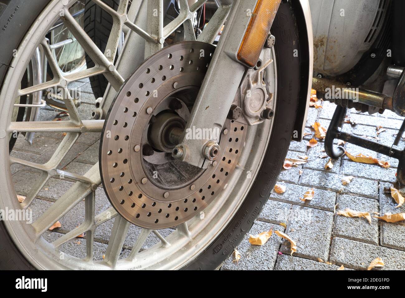 front wheel of a motorbike Stock Photo Alamy