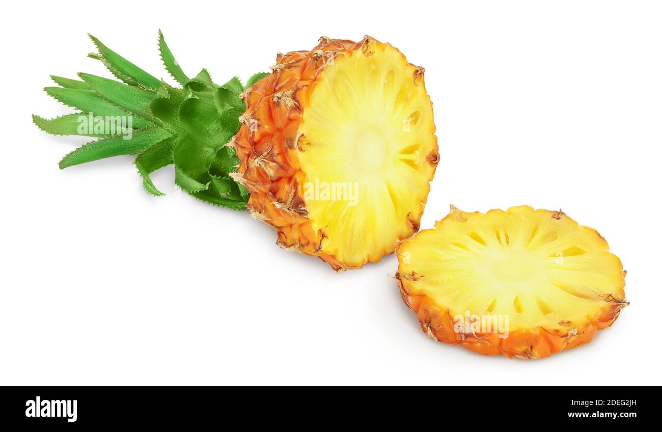 pineapple half isolated on white background with clipping path and full ...
