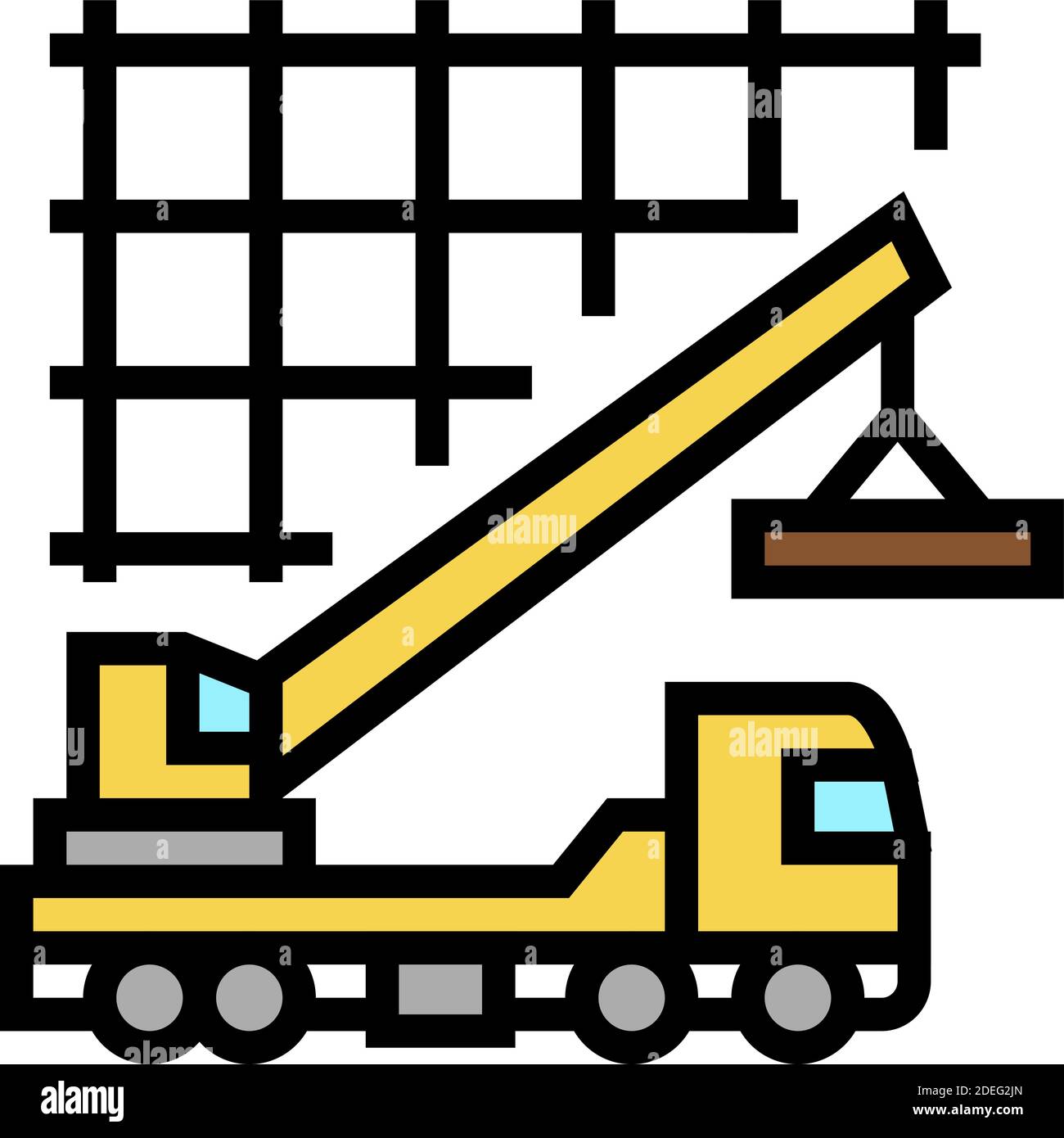 crane lifting building materials color icon vector illustration Stock ...