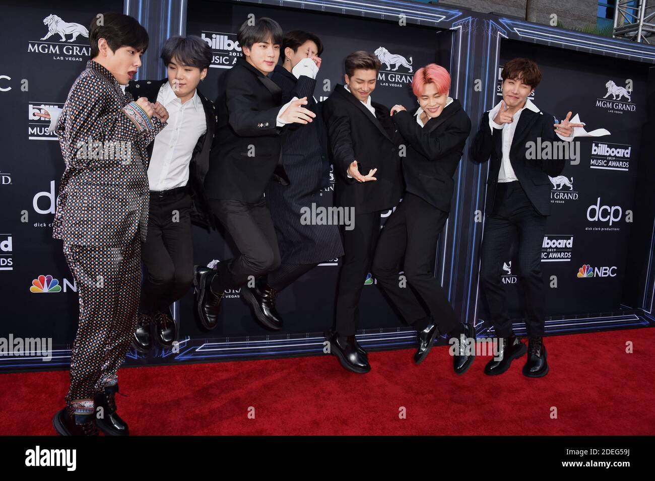 J-Hope, V, Jungkook, Jimin, Suga, Jin, and RM of BTS attend the 