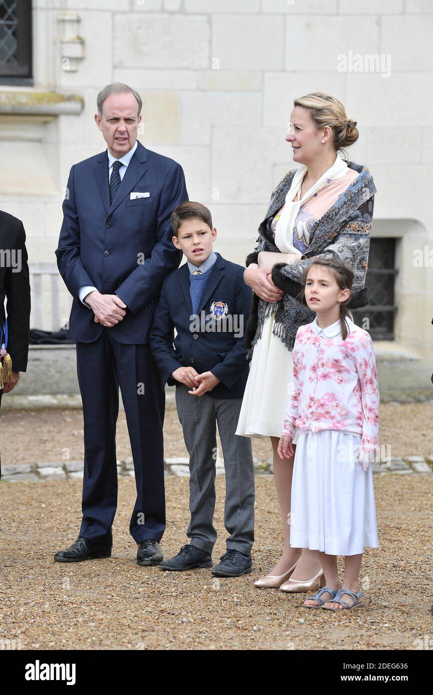 Count of Paris, Jean of Orleans, Countess of Paris, Princess Philomena of  Orleans and their children, Prince Gaston and Princess Antoinette welcome  French President Emmanuel Macron and his wife Brigitte Macron before