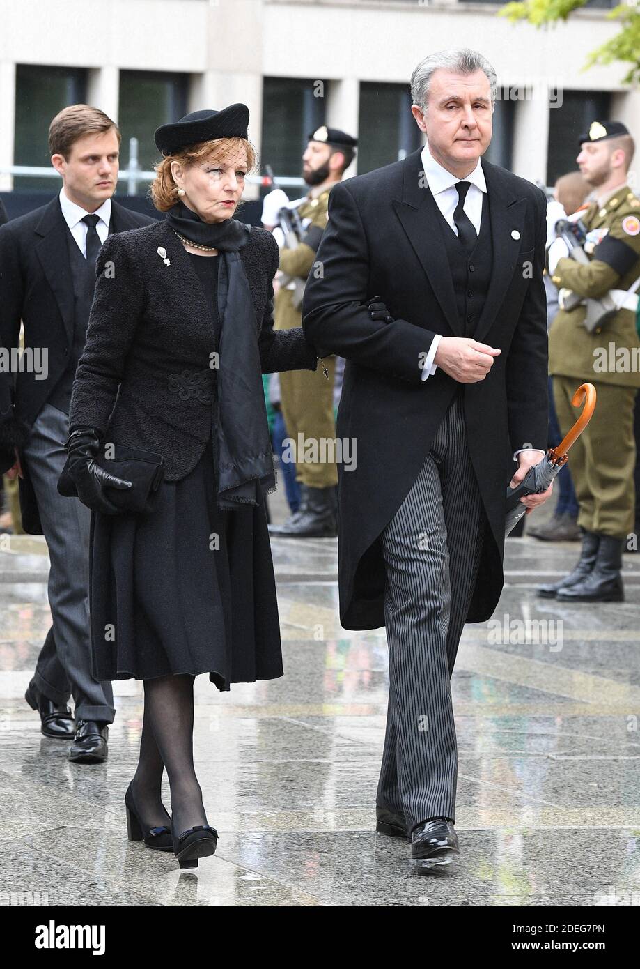 Margareta of Romania and Prince Radu of Romania at the funeral of Grand  Duke Jean of Luxembourg at Cathedral Notre-Dame of Luxembourg in Luxembourg  City, Luxembourg on May 4, 2019. Grand Duke