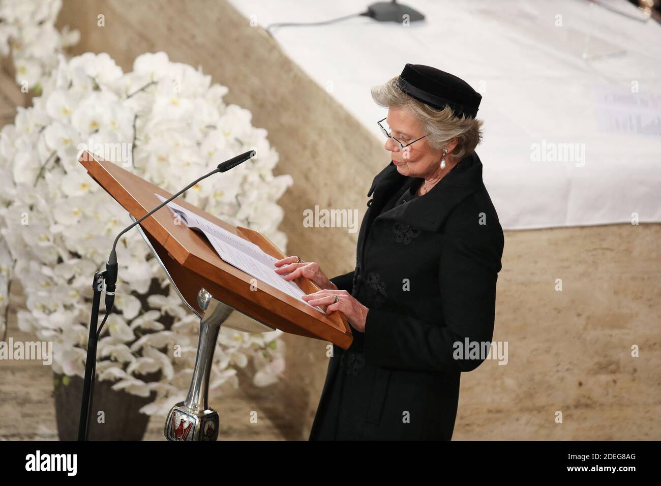 Archduchess Marie Astrid of Austria at funeral of Grand Duke Jean of Luxembourg at Cathedral Notre-Dame of Luxembourg in Luxembourg City, Luxembourg on May 4, 2019. Photo by Guy Wolff/Luxemburger Wort/Pool/ABACAPRESS.COM Stock Photo