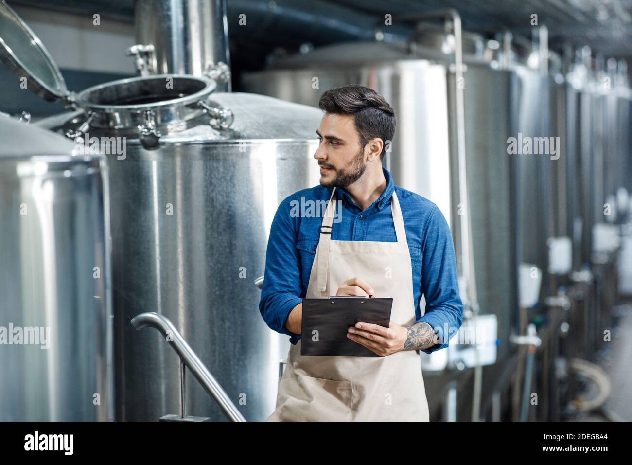 Production of beer, beverage industry and modern business Stock Photo