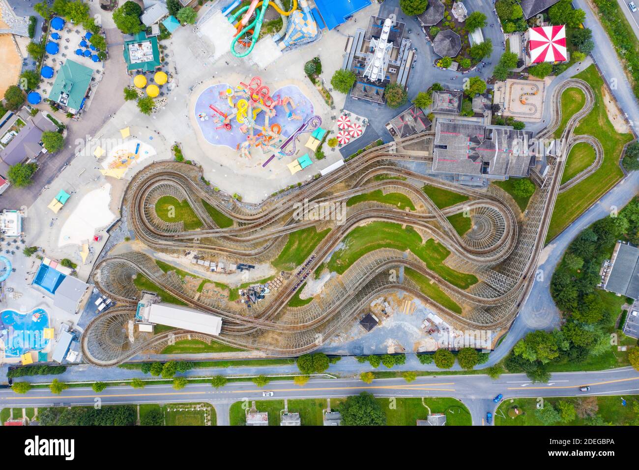 Aerial view of Great Bear Roller Coaster, Hersheypark Amusement Park