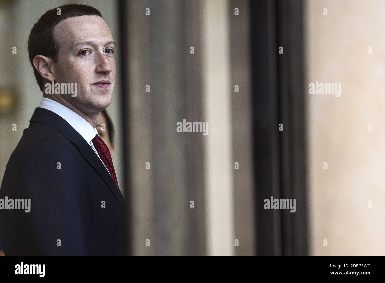 Facebook chief Mark Zuckerberg leaves the Elysee palace in Paris, France on May 10, 2019.. Photo by Eliot Blondet/ABACAPRESS.COM Stock Photo