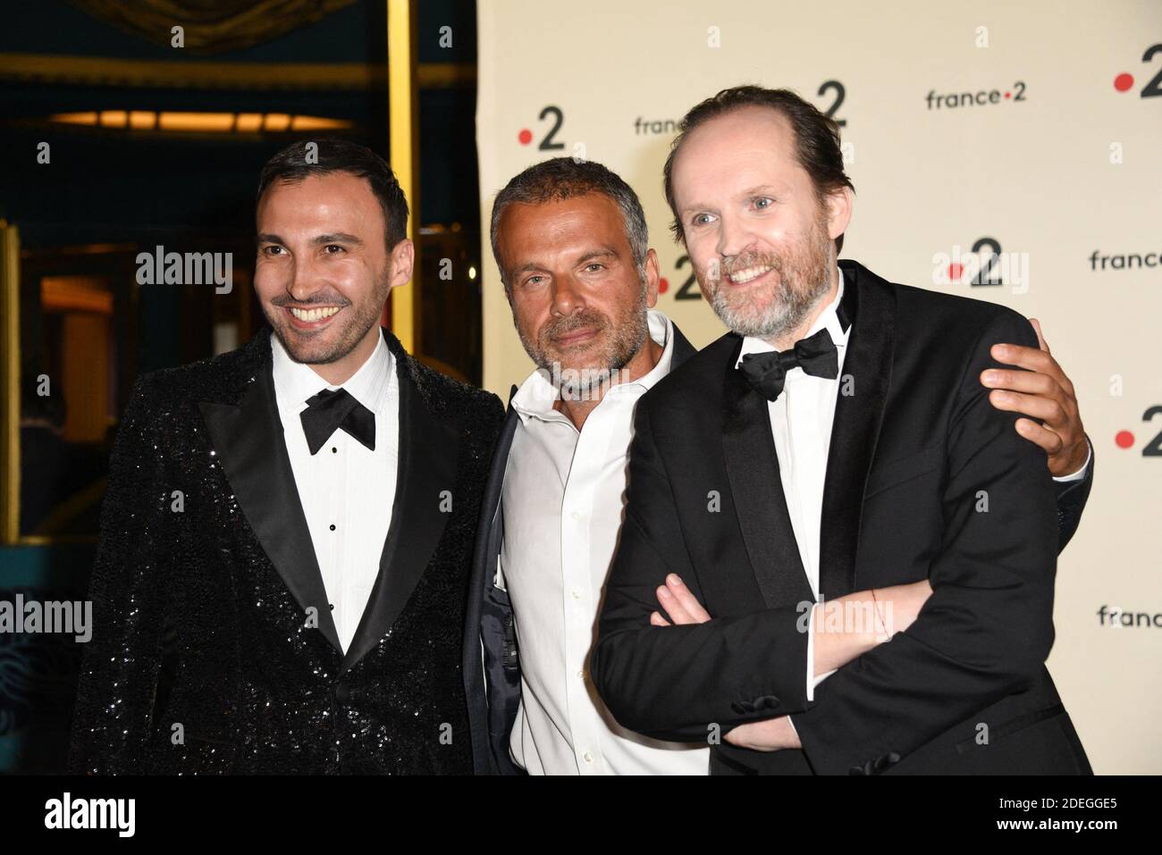 Thierry Lopez, Steve Suissa and Jean-Marc Dumontet arriving to the 31st  Molieres Awards Ceremony of French Theater held at the Folies Bergeres in  Paris, France, on May 13, 2019. Photo by Mireille
